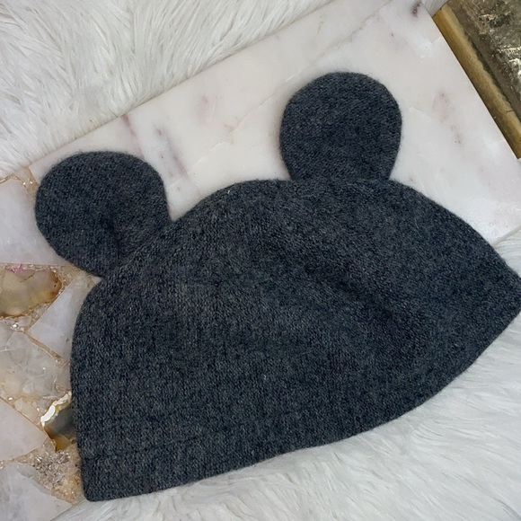 HELENE BERMAN  Studded Wool Blend Teddy Bear Hat Gray Women Beanie Italy - Picture 2 of 3